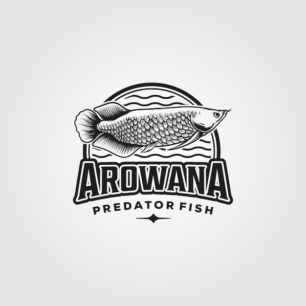 Logo vintage di pesce arowana