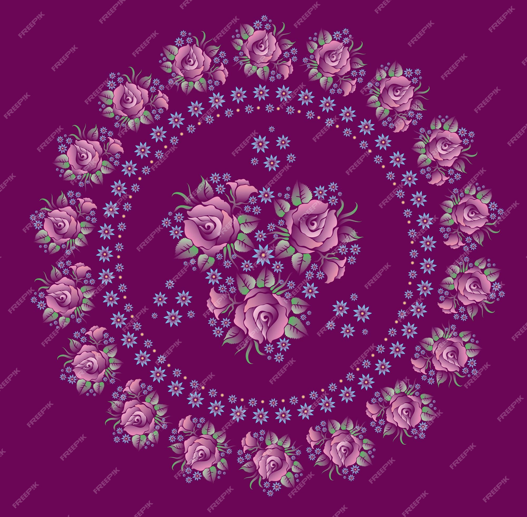 Premium Vector | Arrangement of flowers in a circle