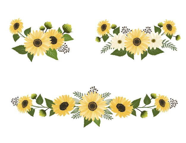 Vector arrangement of watercolor sunflower