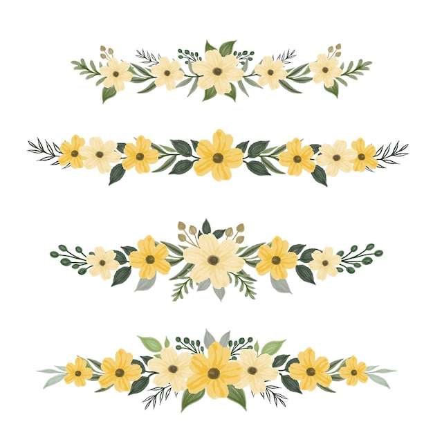 Vector arrangement watercolor of yellow floral