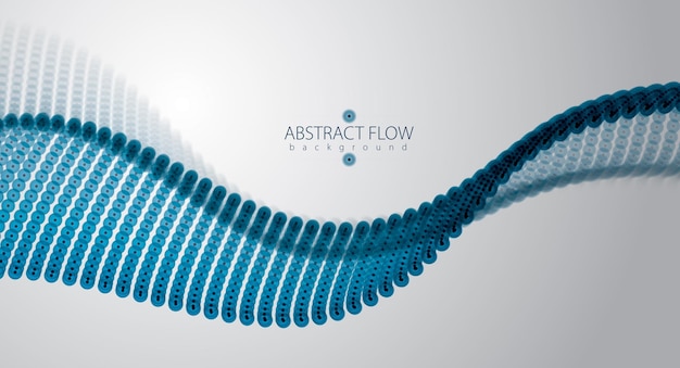 Array van deeltjes vloeiende, dynamische geluidsgolf. 3D-vectorillustratie. Mesh van vage stippen, mooie illustratie.
