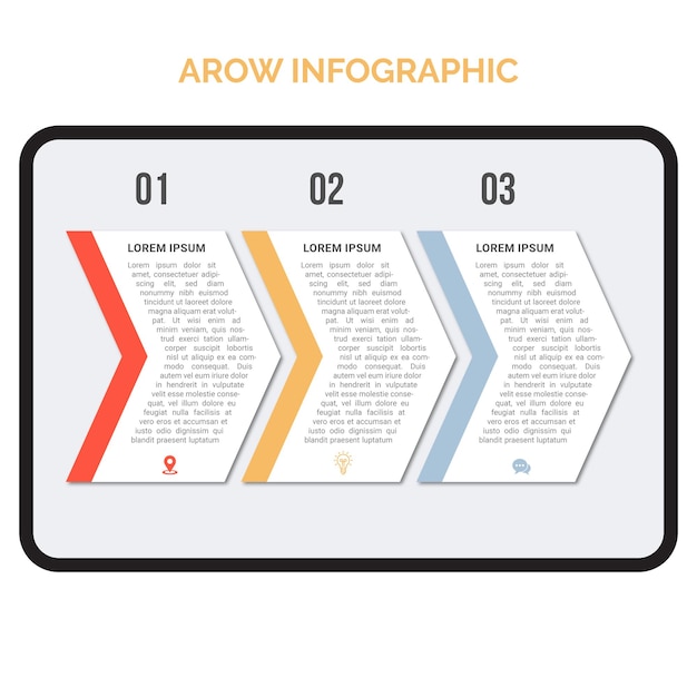 Arrow 3 steps infographic