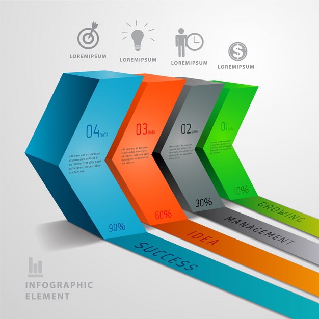 Vettore freccia 3d astratto infografica moderna