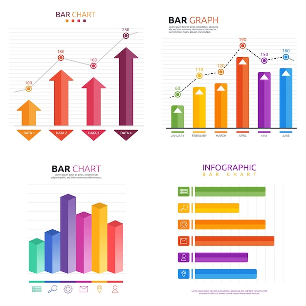 화살표 막대 그래프 차트 통계 데이터 Infographic 템플릿