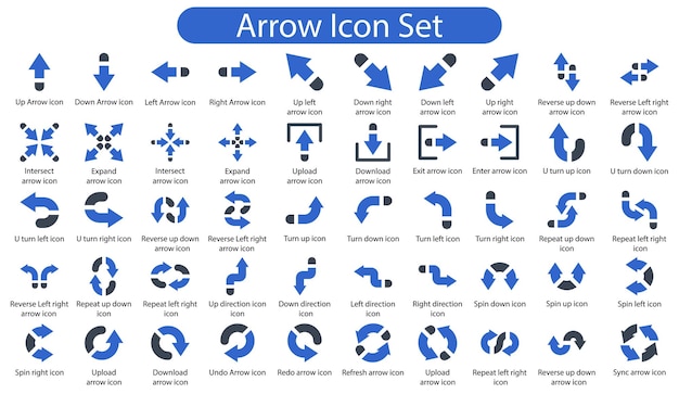 벡터 파란 화살표 아이콘 세트