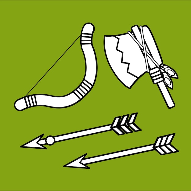 arrow and bow weapon ancient native american indian classic cartoon digital stamp outline