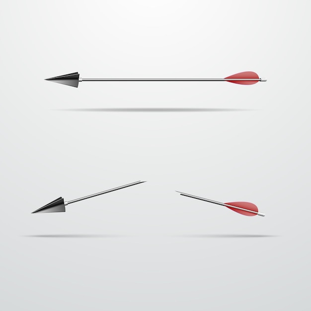 Vector arrow for a bow whole and broken in half vector illustration