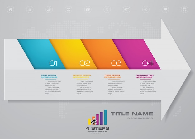 Arrow chart and timeline infographics element.