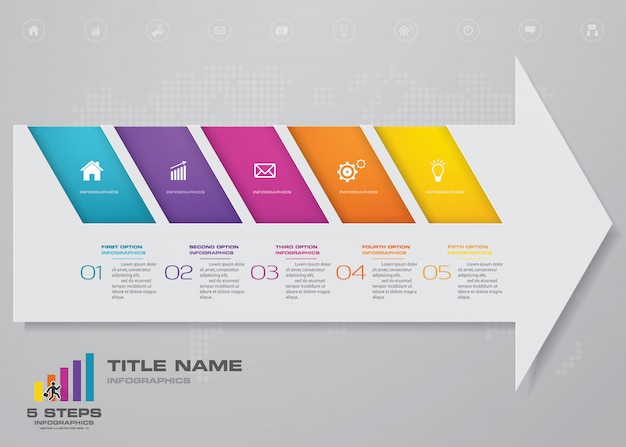 Arrow chart and timeline infographics element.