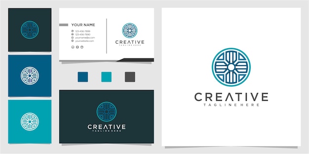 Arrow in circle logo design inspiration with business card