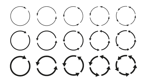 arrow circle set isolated circular rotation loading elements redo process rotate arrow and spinning loading symbol