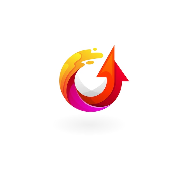 Arrow and circular logo template swoosh icon