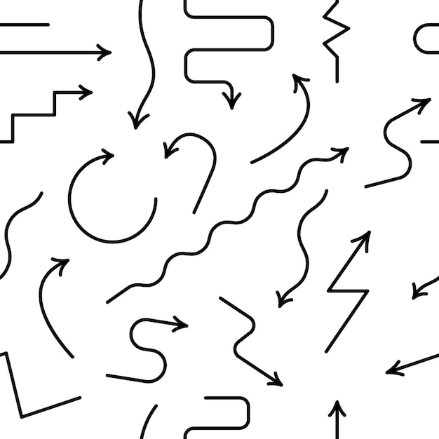 矢印落書きのシームレスなパターン ベクトル図