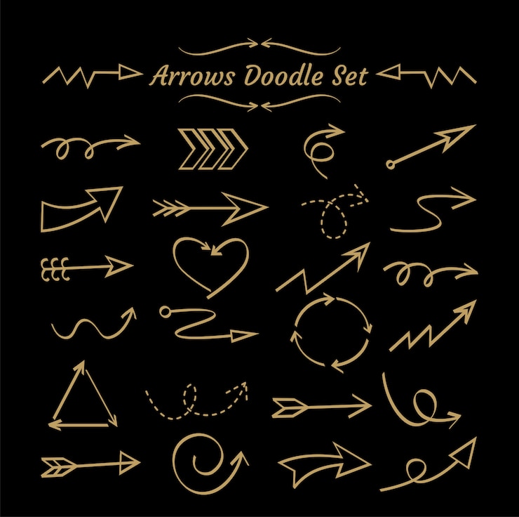 Vector arrow doodle set