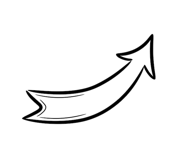 Arrow element hand drawn with a brush-pen. Doodle line arrow for business infographic and icon.