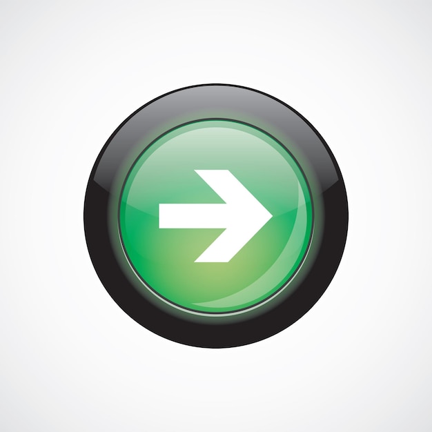 Vector arrow glass sign icon green shiny button. ui website button