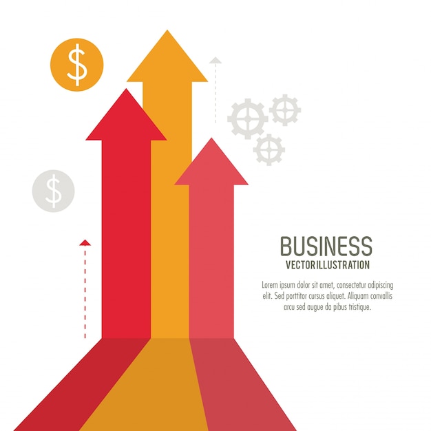 Vector arrow growth coins business icon