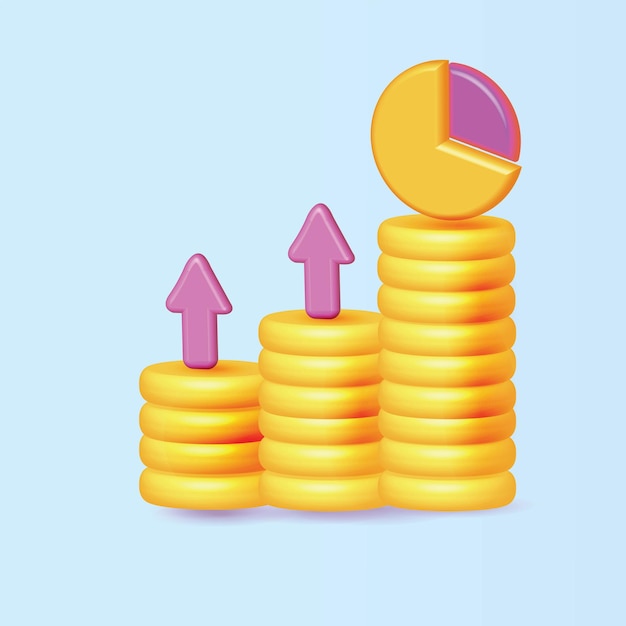 お金を節約するための矢印成長金のなる木コインプラントベクトル3 d銀行収入ビジネス最小限の色