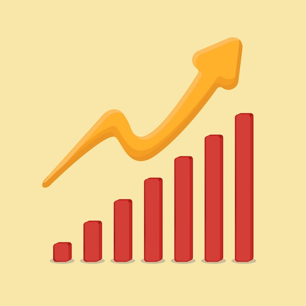 Arrow growth progress bar chart infograpic up