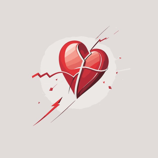 Arrow in heart vector on white background