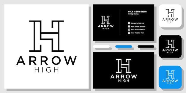 Arrow high growth graphic cursors progress with business card template