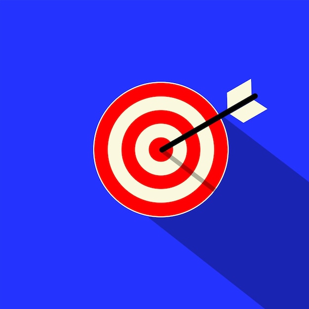 Arrow hitting target, dart in target, business success concept