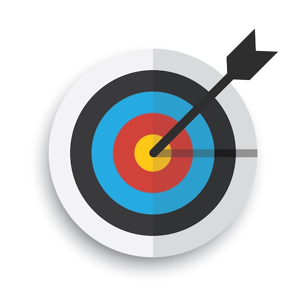 Arrow hitting target Flat design vector illustration