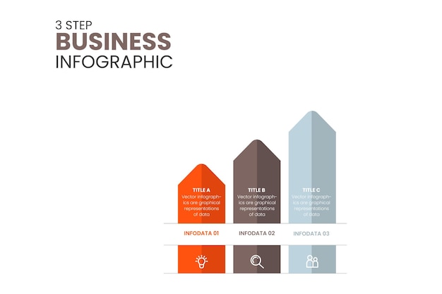 Arrow horizontal infographic template with 3 steps