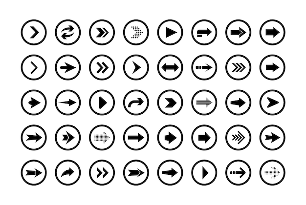 Vector arrow icon. big set of  flat arrows for web design, mobile apps, interface and more. round shape.