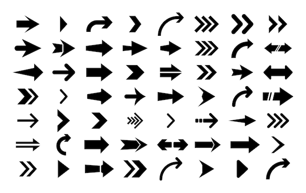 화살표 아이콘 벡터 평면 화살표의 큰 집합 웹 디자인 모바일 앱 인터페이스 등에 대한 개념 화살표의 컬렉션