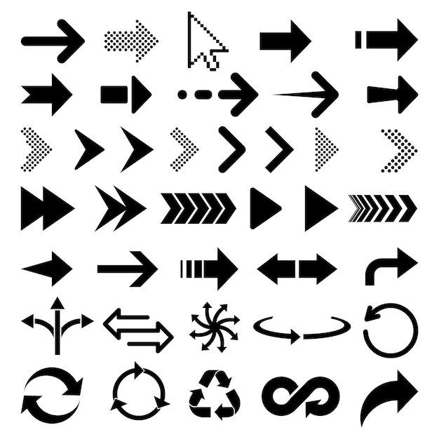 arrow icon big set of vector flat arrows collection of concept arrows isolated on white background vector illustration
