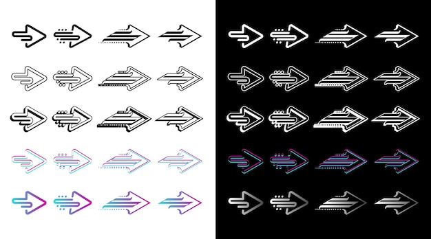 Шаблон векторного стиля набора значков со стрелкой