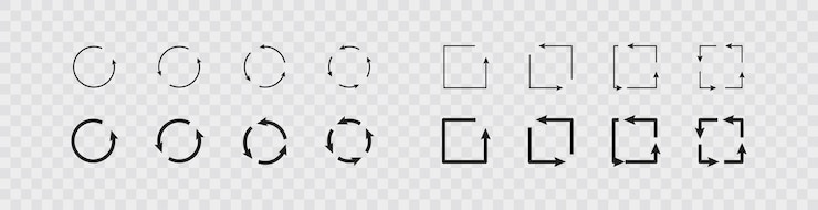 Vector arrow icon collection in a circle and in a square vector on transparent background