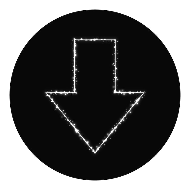 Vector arrow icon of gray lights on black background