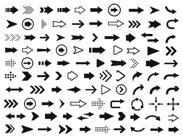 화살표 아이콘입니다. 벡터 화살표의 메가 세트