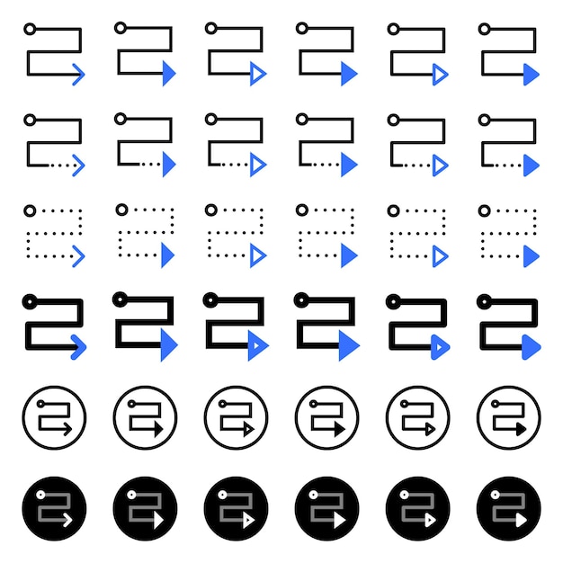 Vector arrow icon related to connection and flow