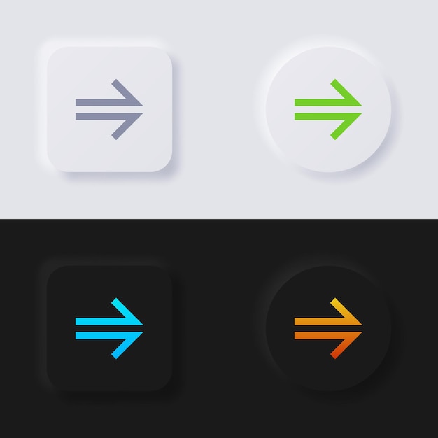 Vector arrow icon set multicolor neumorfisme knop soft ui design voor webdesign application ui en meer button vector