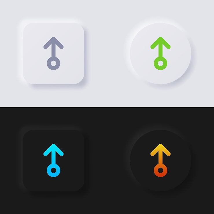 Vector arrow icon set multicolor neumorphism button soft ui design for web design application ui and more button vector