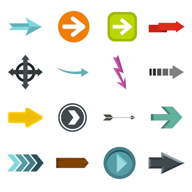 Arrow icons set in flat style