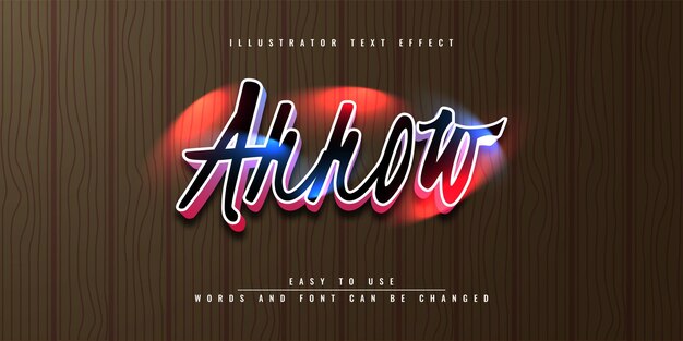 Arrow illustrator editable 3d text effect template design