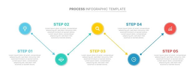 Vector arrow infographic template for process workflow with 5 steps