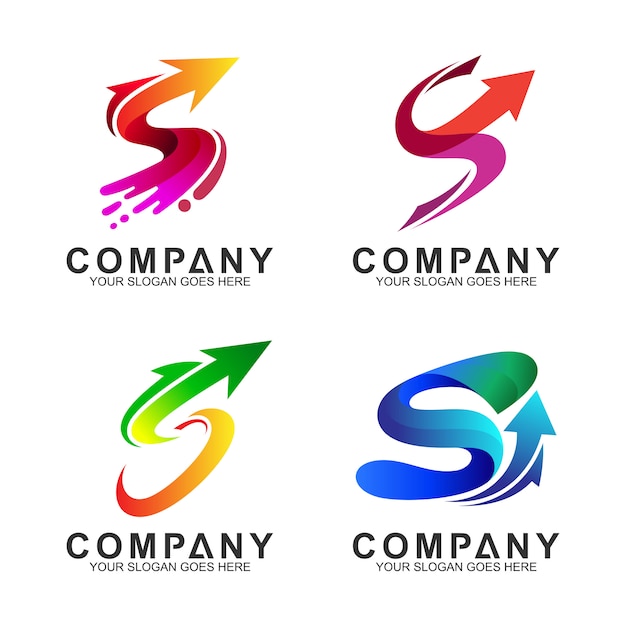 arrow + letter s business logo set