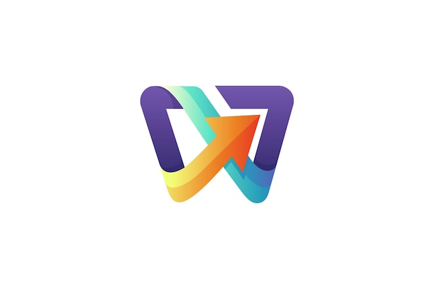 Arrow and letter w 3D logo design