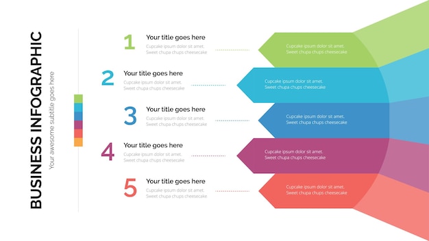 Arrow list business infographic with five list