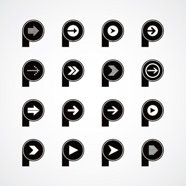 Arrow media play icon theme logotype vector art illustration