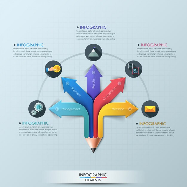 Modello di disegno di infographic della matita della freccia