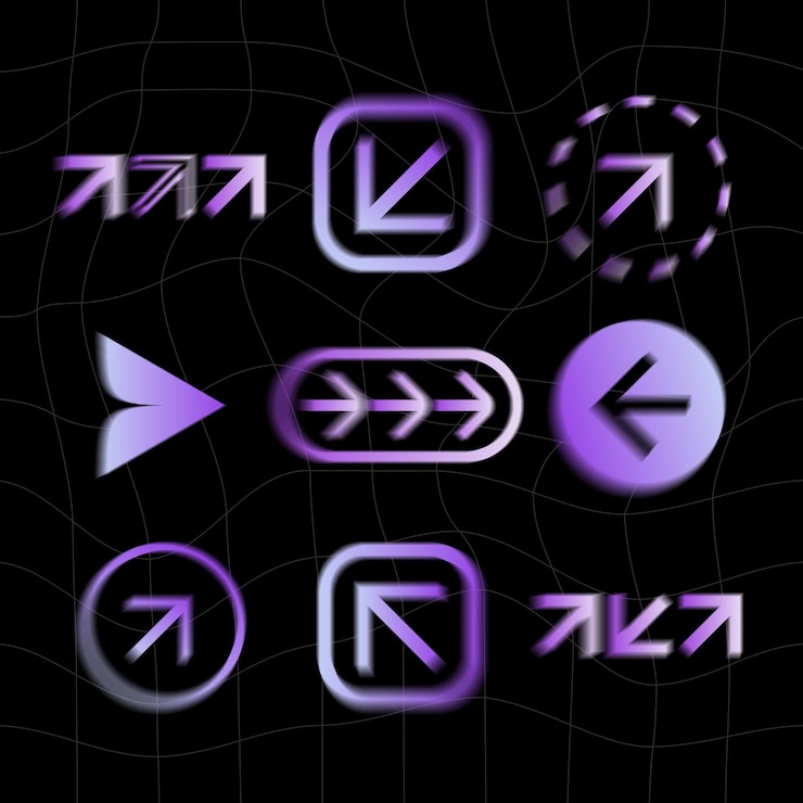 Vector arrow retro y2k gradient futuristic elements