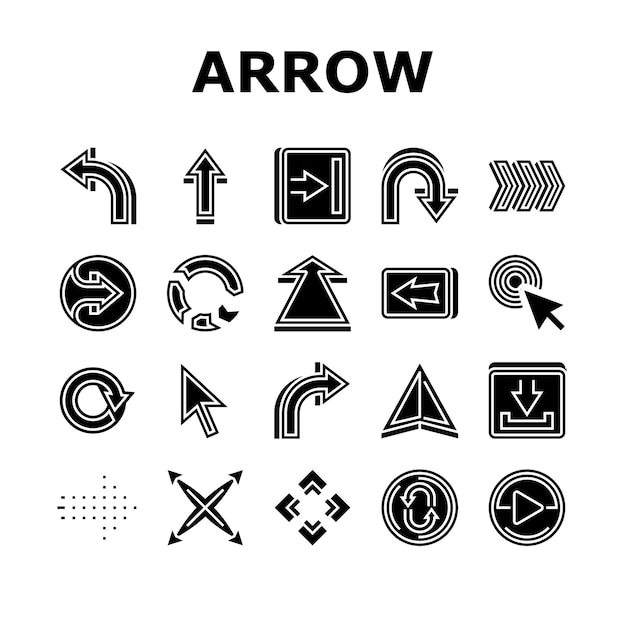 Arrow right next sign up icons set vector