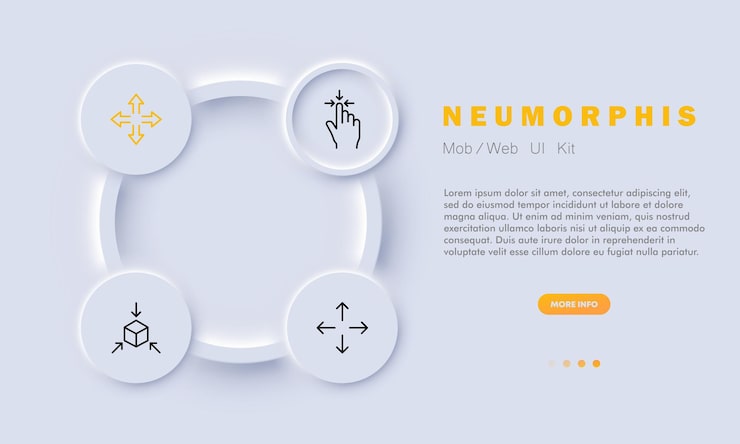 Vector 화살표 설정 아이콘 3d 모델링 개체를 360도 회전 보기 각도 클릭 포인터 커서 확대 축소 가상 현실 배포 메타버스 개념 네오모피즘 스타일 벡터 라인 아이콘