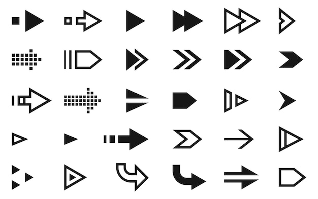 Arrow set Interface element collection Digital icons